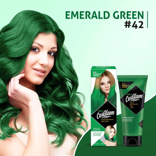 ステファニーコーム　Emerald Petit (Super Green) Nisha Cosglam Semi Permanent Hair Color Emerald Green, Non