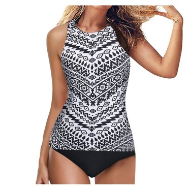 Halter Tankini Swimsuit for Women Two Piece High Waisted Bathing Suit Tummy Control Swimwear Slimming Swim Suit