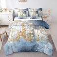 thumbnail image 1 of YST 7-Piece Romantic Paris Comforter Set, Queen – Light Blue Graffiti, Tie Dye Design, Modern Abstract Style, Bed In A Bag, 1 of 4