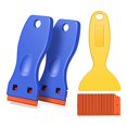 thumbnail image 1 of 3Pack Plastic Blades Scraper Tool No Scratch Sticker Removal Scraper for Cleaning Adhesive Label Decal Glue From,2 x plastic blade scrapers 1 x plastic scraper 10 x double-edged plastic blades,Blue, 1 of 7