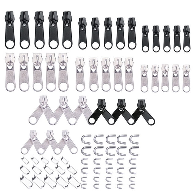 stanreset 84pcs/Bag Zipper Repair Kit Zip Slider Rescue Universal zipper slider kit Zippers Head Clothes Bag Tent Sewing Tool