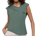 thumbnail image 1 of Womens Tops Dressy Casual Cap Sleeve Asymmetrical V Neck Work Shirts Blouses, 1 of 4