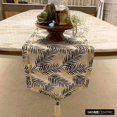 thumbnail image 2 of The HomeCentric Decorative Black & Gold 6 Seater Table Runner (14 x 60 inch), Leaf Pattern, Gold Glitter, Metallic Gold & Tassels, Cotton fabric Table Linen, Floral Pattern Modern Style - Panra, 2 of 10