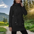 thumbnail image 2 of Sentmoon Waterproof Jacket Oversized Hooded Neck Long Sleeve Women's Coats Zipper Solid Color Windproof Womens Fall Clothes Fall and Winter Delightful for Backpacking and Camping, 2 of 9