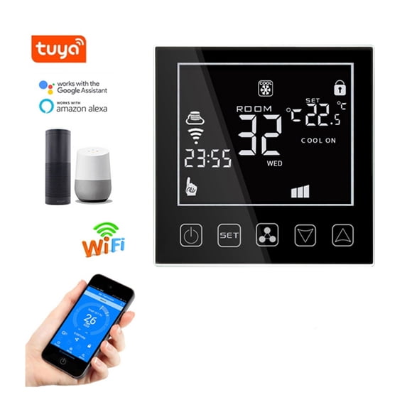 WiFi Smart Thermostat 24V For Central Air Conditioner Fan Coil Units FCU Room Temperature Controller Cooling Heating Ventilation ,Easily DIY
