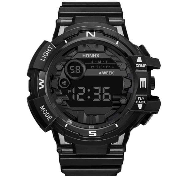 TopLLC Men's Watch Fashion Wrist Watch Fashion Men LED Digital Date Military Sport Rubber Quartz Watch Alarm Watch for Men
