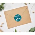 thumbnail image 2 of Darling Souvenir Round 45 Pcs Snowy Mountain Save The Date Stickers Personalized Bride Groom Names And Date Envelope Seals - Teal Blue, 2 of 4