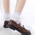 thumbnail image 3 of Duoif Socks for Women Ruffle Lace Socks 1 Pair Women Socks Ruffle Lace Decor Thin High Elasticity Anti Slip Soft Breathable Solid Color Sweat Absorption No Odor Mens Socks Beige S, 3 of 3