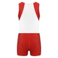 thumbnail image 2 of MSemis Justaucorps de Gymnastique Sans Manches pour Garçons, Combinaison de Danse Ballet avec Short Athlétique, Ensemble de Compétition et d'Entraînement, Blanc 12, 2 of 7