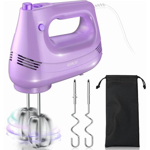 Professional Electric Hand Mixer with 5 Speeds & Stainless Steel Whisk - Purple
