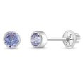thumbnail image 1 of Bezel Set Simulated Alexandrite Toddler Screw Back Earrings 14k White Gold, 1 of 6