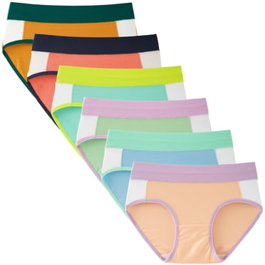 INNERSY Big Girls Panties Soft Cotton Briefs Mid-Waisted Underwear for Teen Girls 6 Pack(XL(14-16years),Contrasting Collage)