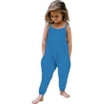 thumbnail image 2 of FAIWAD Kids Girls Summer Jumpsuits Spaghetti Strap Sleeveless Baggy Causal Rompers with Pockets, 2 of 5
