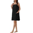 thumbnail image 4 of INSPIRE CHIC Women's Terry Wrap Bathrobe Spa Robe for Gym Pool Shower Bath Towel Robe Shower Dress XS Black, 4 of 5