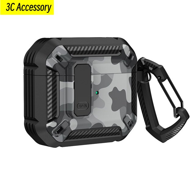 Case for Airpods Pro 2nd Generation Case 2022 Airpod pro 2 case Secure Lock Clip Shockproof Protective Cover for AirPods Pro 2 Camouflage gray For AirPods 3 2021