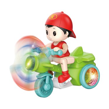 Tricycle Électrique Mignon pour Garçons, Jouets de Maternelle, Créatif, Moto Dessin Animé Jouets Électroniques pour Enfants Préscolaires Vert