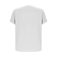 thumbnail image 3 of Women Plus Size Linen Shirts Henley Short Sleeve Summer Casual Tops Split Hem Buttons Up Flowy Dressy Blouses White, M, 3 of 7