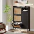 thumbnail image 3 of Yiwa Rattan Shoe Cabinet for Entryway, Hidden Wood Shoe Rack Storage with 3 Flip Drawers, Narrow Freestanding Shoe Organizer Cabinet for Hallway, Easy Assembly, 3 of 8