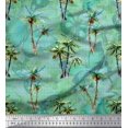 thumbnail image 1 of Soimoi Satin Silk Fabric Check,Text & Coconut Tree Decor Fabric Printed Yard 42 Inch Wide, 1 of 2