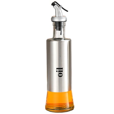 Oil dispenser bottle, glass stainless steel, oil nozzle, for olive oil/vinegar/sauce/sesame oil, etc
