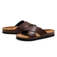 thumbnail image 4 of Men's Cork Sandals Cross Strap Comfortable Beach Slides, 4 of 11