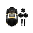 thumbnail image 1 of Aislor Tenue de Cheerleading pour Filles Enfants Halloween Cheer Leader Costume de Cosplay Rave Fête Danse Justaucorps Robe Noir A 10, 1 of 7