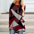 thumbnail image 2 of IROINID Épargne Femmes Long Sleeve Tops Lounge Socket Geometry Imprimé Rond-Cou Hauts, Vin, 2 of 6
