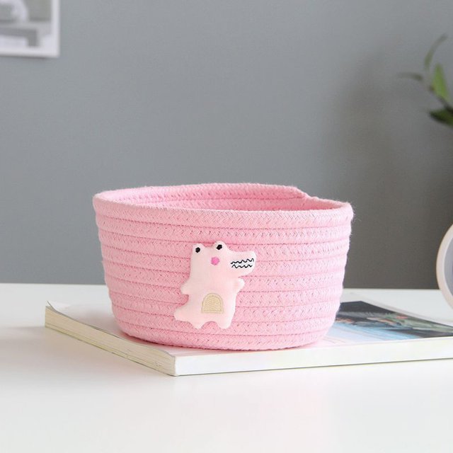 Home Textile Storage Clearance Small Woven Basket Cute Blue Rope Basket Cotton Basket Room Storage Basket Cute Animal Design, Home Textile Home Textile Storage