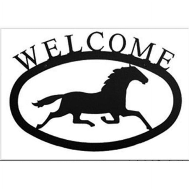 Village Wrought Iron WEL-17-L Large Running Horse Welcome Sign