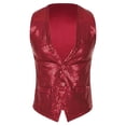 thumbnail image 1 of Doomiva Men Shiny Sequins Vest Button Sleeveless Slim Fit Waistcoat Club Prom Party Performance Dance Jacket Red 170/XL, 1 of 7