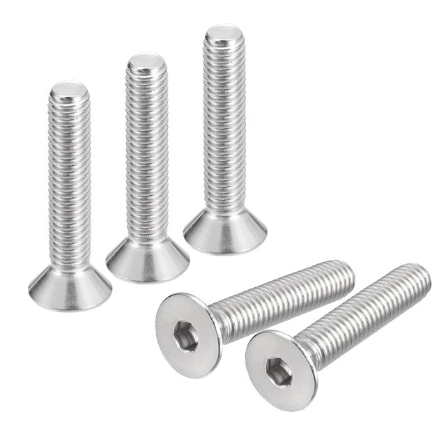 Unique Bargains 3/8-16x2' Flat Head Socket Cap Screws, 304 Stainless Steel Hex Socket Drive Fasteners Bolts 5Pack