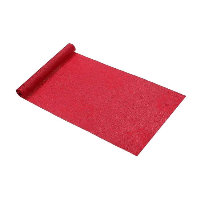IH Casa Decor Chemin de Table en Vinyle 72 Pouces Damassé Rouge - Ensemble de 2 Montrant un Chemin de Table en Vinyle Rouge avec un Motif floral Damassé tropical, Fait de Plastique, Mesurant 12 par 72 Pouces, Idéal pour les tables de Salle à Manger pour Protéger contre les Déversements et la Saleté, Convient Aussi à une Utilisation Courante Ou en Chambre d'Amis.