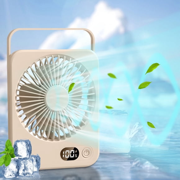 Rechargeable Desk Fan Small Personal Fan with Long Battery Life Quiet Brushless Motor High Strong Airflow USB Powered Foldable Handheld Table Fan for Home Office Bedroom Travel Camping