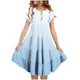 thumbnail image 2 of Liquidation des Aubaines du Jour! Robe d'Été pour Filles, Nouvelle, à Manches Courtes, à Volants, avec Poches, à Col Rond, Imprimée, Robe Décontractée Tendance pour 2-11 Ans, Parfaite pour Jouer Ou pour les Fêtes, Soldes Aujourd'hui, Liquidation!, 2 of 5