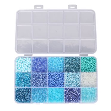 Craft Seed Beads, Durable Shiny DIY Making 15 Compartments Glass Seed Beads  for Headwear Light Green,Blue,Yellow,Light Purple