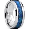 thumbnail image 1 of Men's 8MM Tungsten Carbide Wedding Band Ring With Blue Green Simulated Opal Inlay 8MM, 1 of 4