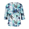 thumbnail image 4 of Chemisier pour Femmes T-shirt à Manches 3/4 pour Femmes, Grand, Décontracté, Imprimé, Col Rond, Haut Ample, 4 of 9