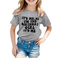 thumbnail image 1 of Sunnyoo Big Girls Birthday T Shirt Letter Print Short Sleeve T-Shirt Tee, Sizes 3-12, 1 of 3