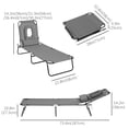 thumbnail image 3 of Outsunny Adjustable Outdoor Lounge Chair - Kids, Grey, 3 of 10