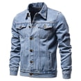 thumbnail image 1 of LOVZFMLL Jackets for Men's Solid Color Button Pocket Slim Fashion Casual Work Denim Jacket, 1 of 8
