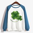 thumbnail image 4 of Besolor Womens St. Patrick's Day Shirts Long Sleeve Sweatshirt Cute Color Block Clover Shamrock Pullover Tops for Party, 4 of 4