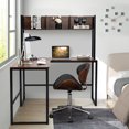 thumbnail image 3 of Costway 55"L-Shaped Desk Corner Computer Desk Writing Workstation Table w/Hutch Walnut, 3 of 10