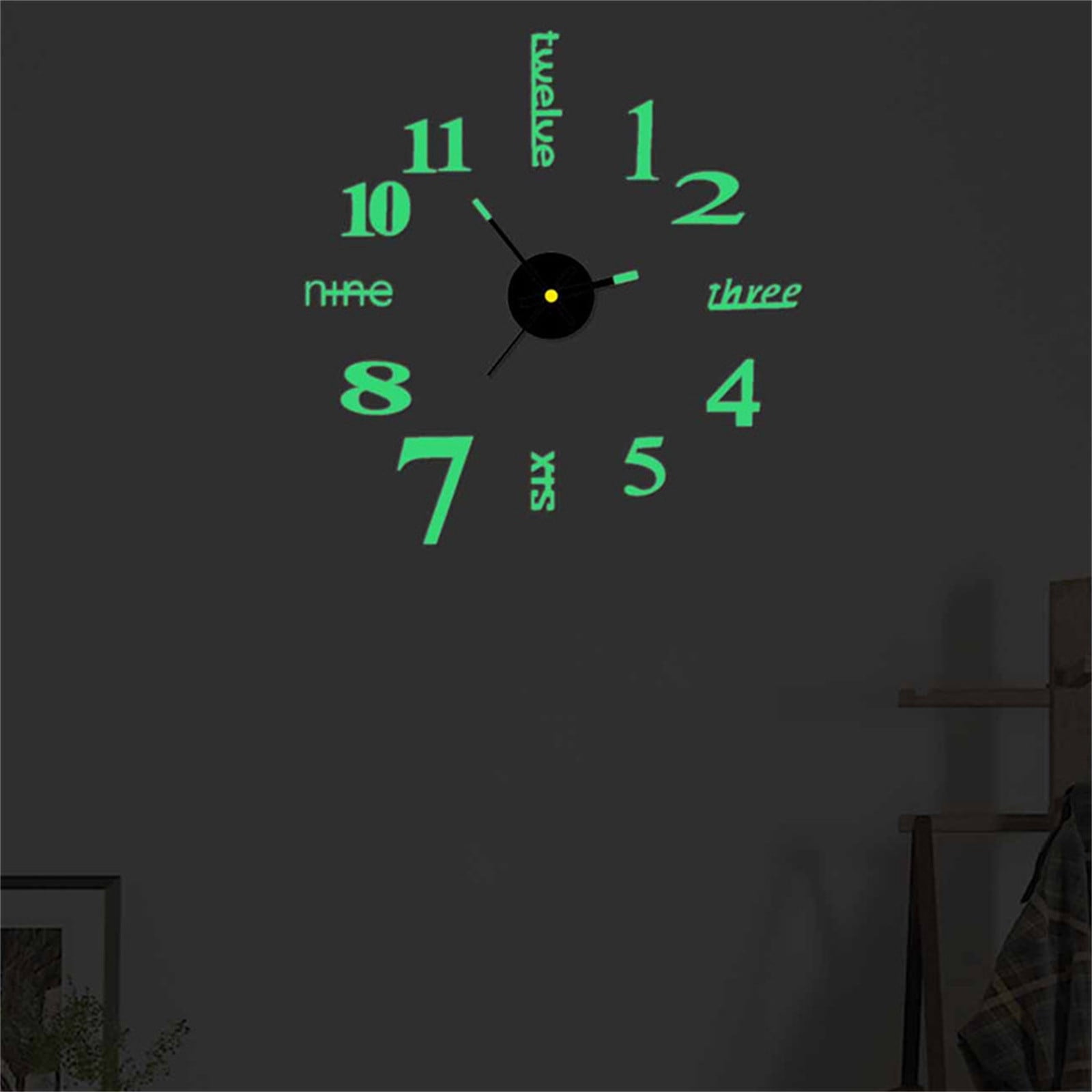 Dvkptbk Clocks DIY Luminous Stereo Digital Wall Clock Wall Sticker Clock Living Room Decoration Clock Home Decor on Clearance