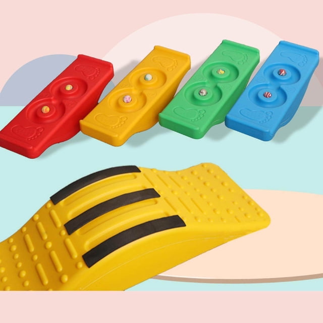 pitrice Plastic Wobble Balance Board Kids Rocker Board Ended Learning Toy Yoga Toy w/ Antislip Strip Yellow