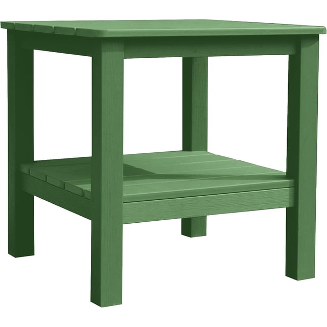 Adirondack Table Outdoor Side Table 18-inch Double Deck Square HIPS End Table Storage Rack Save Space