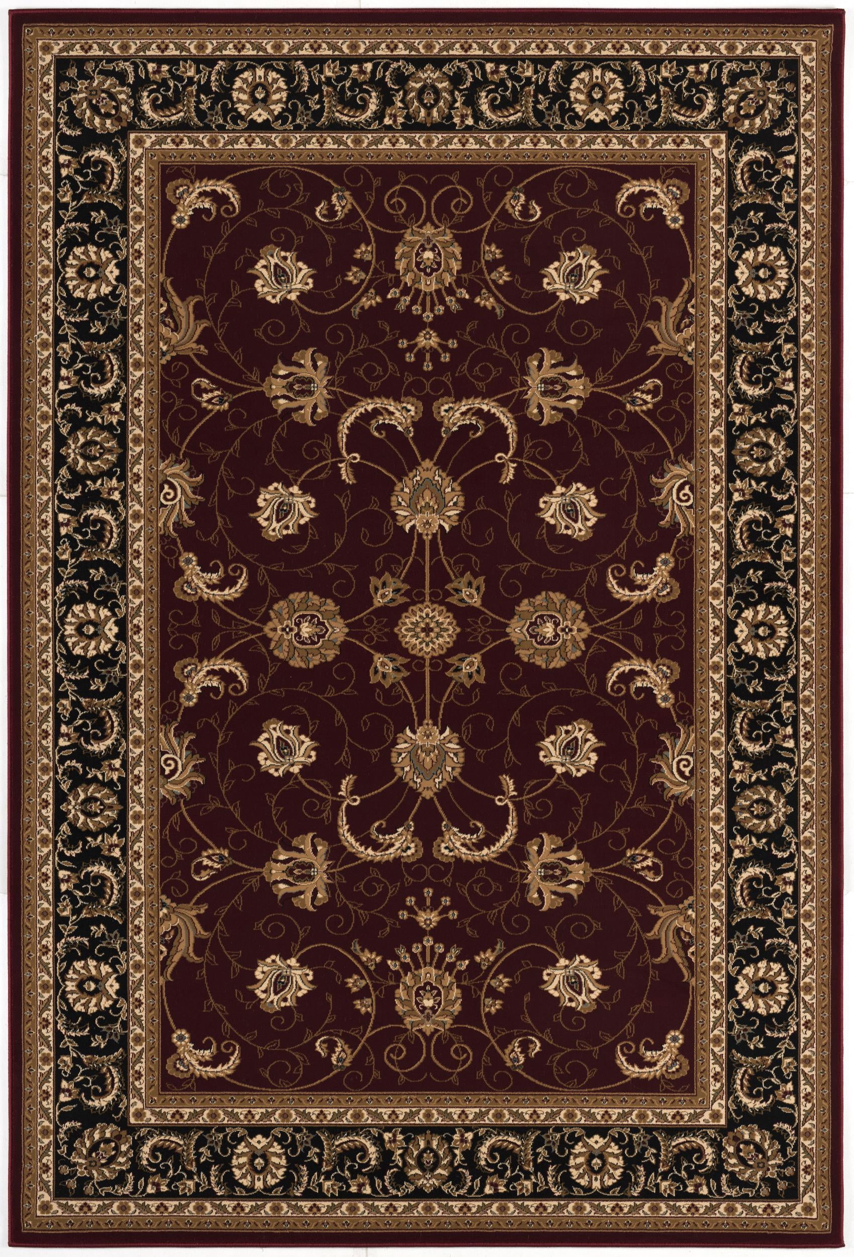 Tapis d'intérieur persan Rug Branch Majestic 2' x 5' (taille exacte : 2'3" x 5'), rouge et noir, style traditionnel - Entrée, couloir, salle de bain et cuisine