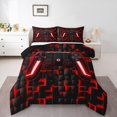thumbnail image 2 of YST Gaming Bedding for Boys, Gamepad Full Size Comforter Sets, Red Checkered, Black Reversible, 2 of 7