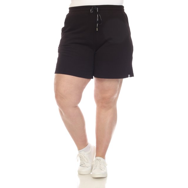 White Mark Women's Stretchy High Waist Longline Sweat Shorts