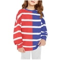 thumbnail image 1 of HAiming Girls Pullover Sweatshirts Trendy Color Block Striped Round Neck Long Sleeve Tops Fall Winter Casual Blouses, 1 of 1