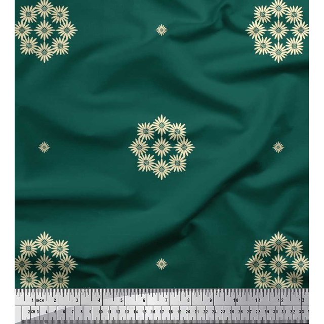 Soimoi polyester Crepe Fabric Artistic Floral Printed Fabric 1 Yard 52 Inch Wide